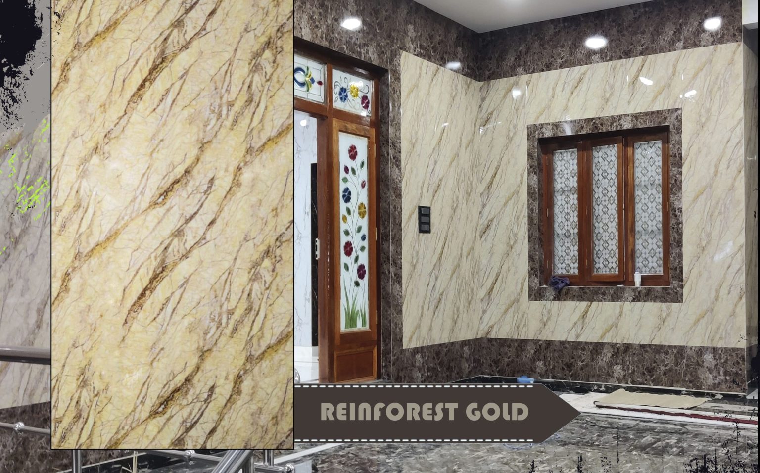 rainforest gold polygranite sheets for walls